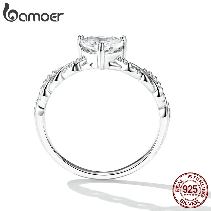 Luxury Genuine 925 Sterling Silver Wedding Engagement Ring