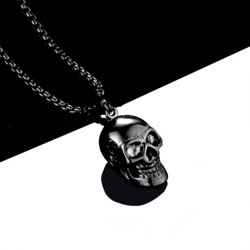 Gold-Plated Skull Necklace - Punk Snake Chain Statement