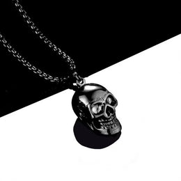 Gold-Plated Skull Necklace - Punk Snake Chain Statement