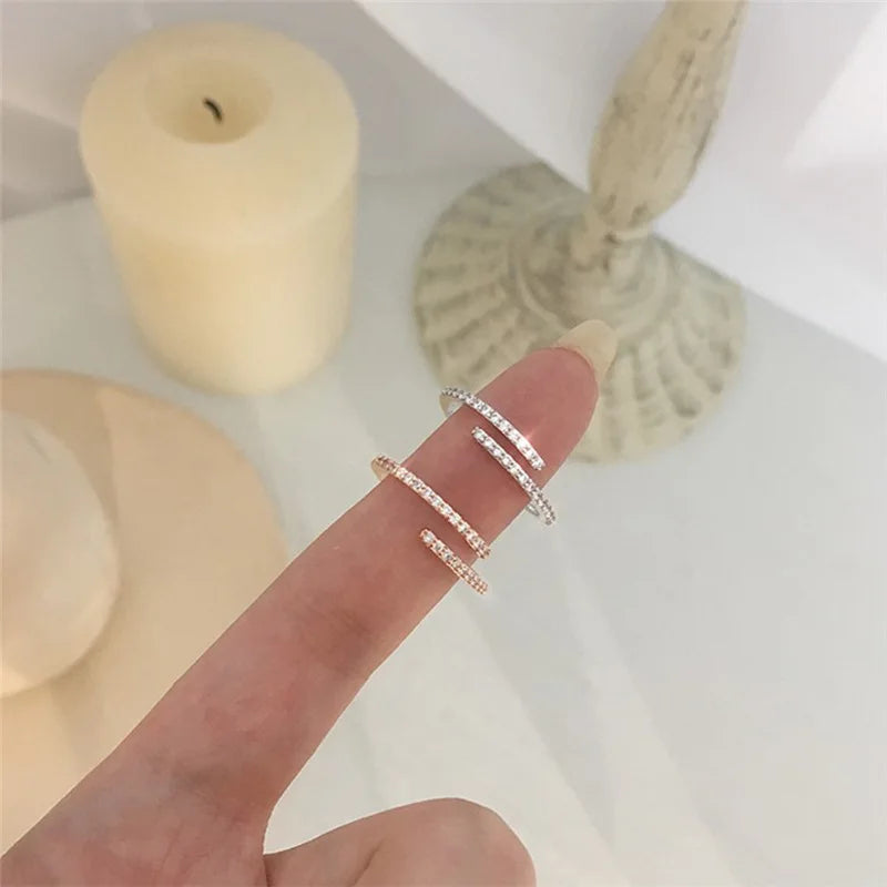 Minimalist Thin Rings with Brilliant Cubic Zircon - Delicate Stackable Bands