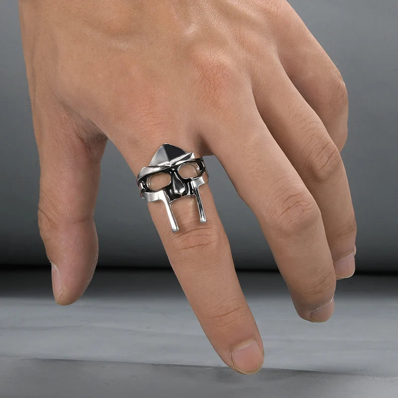Goth Hip Hop Mask Ring - Punk Style Statement Jewelry