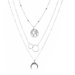 Bohemia Multilayer Moon Gold Color Pendant Necklace - Celestial Layered Jewelry