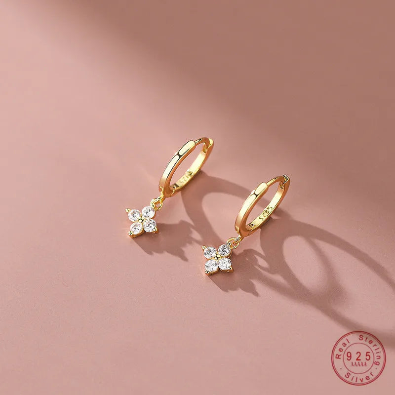 925 Sterling Silver Sweet Floral Earrings - Zircon Flower Jewelry