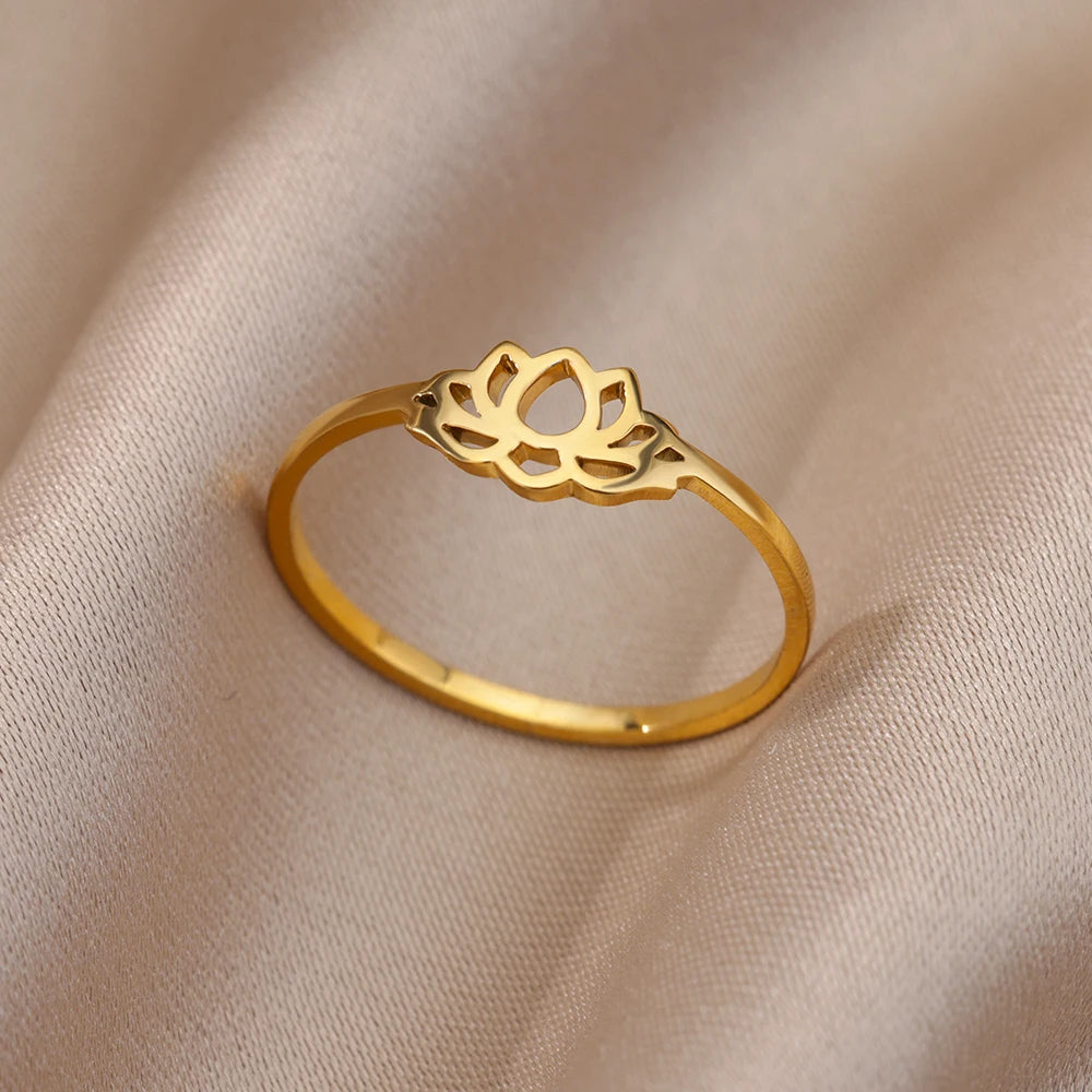 Lotus Flower Ring - Stainless Steel Romantic Jewelry