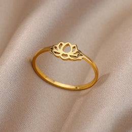 Lotus Flower Ring - Stainless Steel Romantic Jewelry