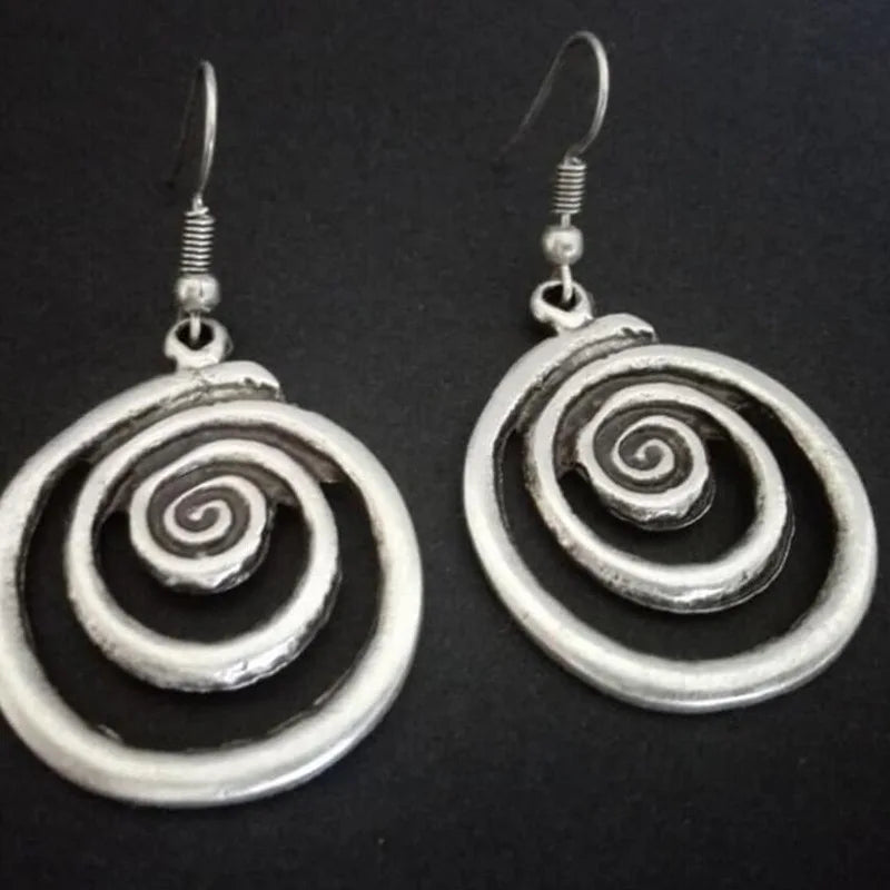Ethnic Metal Round Earrings - Vintage Statement Jewelry