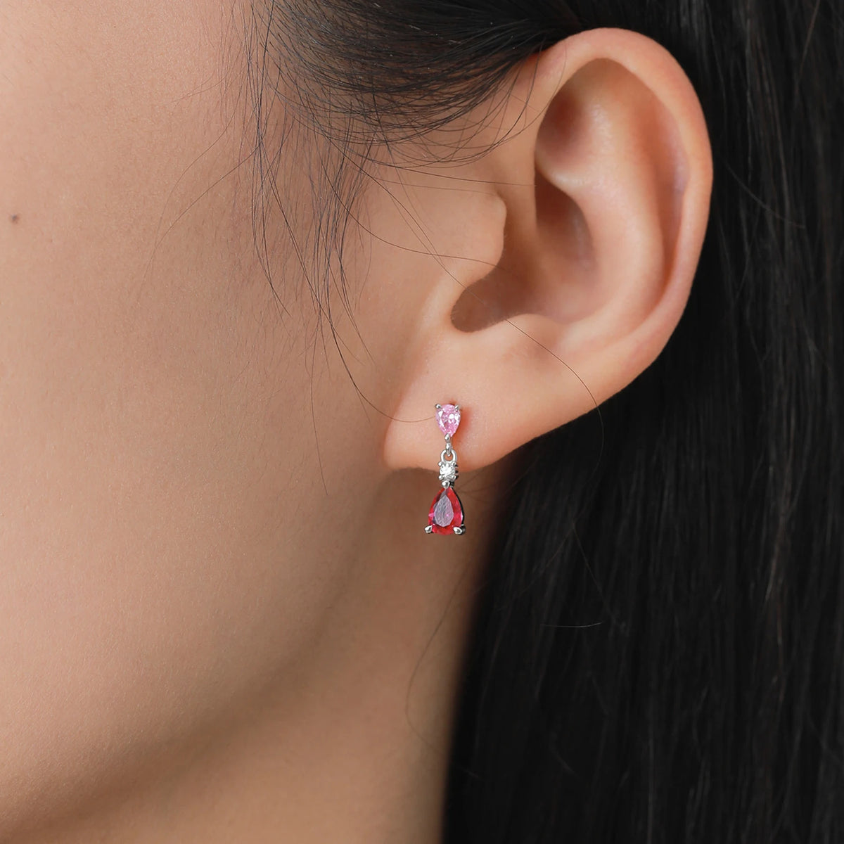 925 Sterling Silver Pink Zircon Charm Necklace - Feminine Sparkle Jewelry