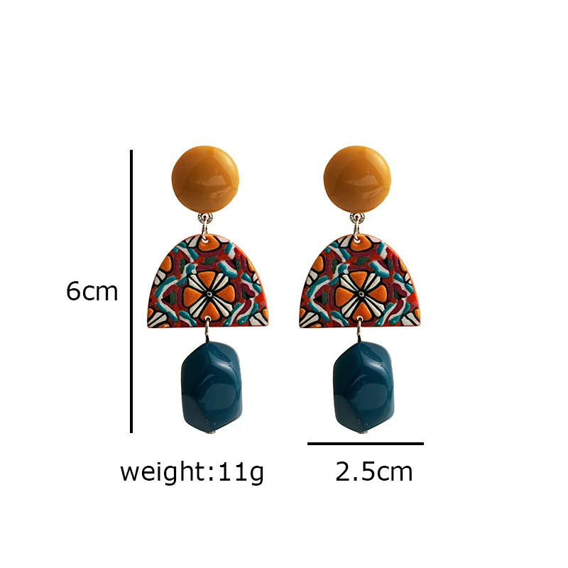 Vintage Mushroom Shaped Earrings - Geometric Acrylic Fashion Jewelry