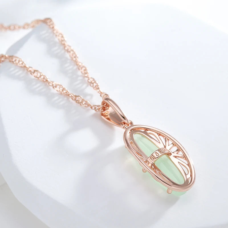 Mist Green Zircon Pendant Necklace - Rose Gold Glamour
