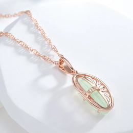 Mist Green Zircon Pendant Necklace - Rose Gold Glamour