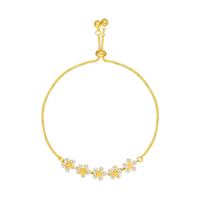 Elegant Inlaid Flower Rhinestone Bracelet - Feminine Sparkle Jewelry