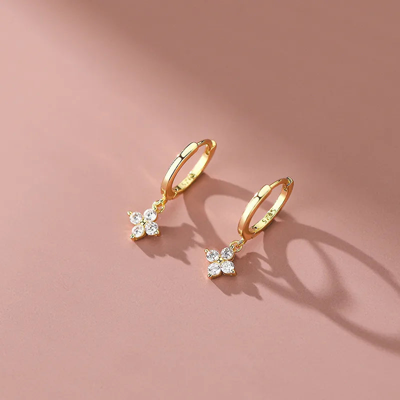 925 Sterling Silver Sweet Floral Earrings - Zircon Flower Jewelry