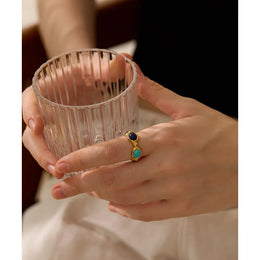Colorful Agate Stone Ring - Trendy Geometric Party Jewelry