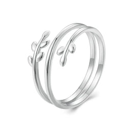 925 Sterling Silver Leaves Adjustable Ring - Nature Inspired Jewelry