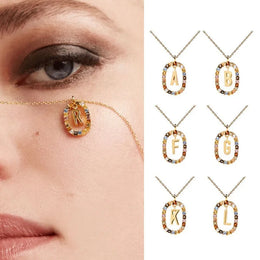 Colored Zircon Letter Necklace - Personalized Initial Jewelry