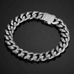 316L Stainless Steel 6mm Crystal Bangle Bracelet - Geometric Link Chain