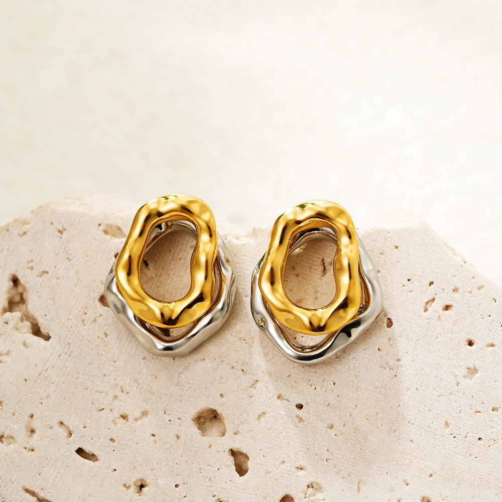 Gold Silver Geometric Hoop Earrings - Modern Statement Jewelry