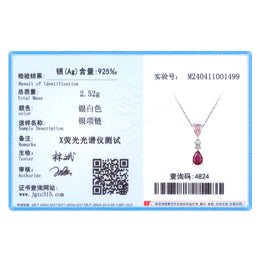 925 Sterling Silver Pink Zircon Charm Necklace - Feminine Sparkle Jewelry