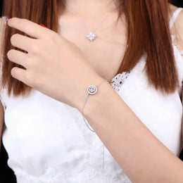 Round Micro Mosaic Cubic Zirconia Bracelet - Rose Gold Charm Jewelry