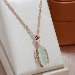 Mist Green Zircon Pendant Necklace - Rose Gold Glamour