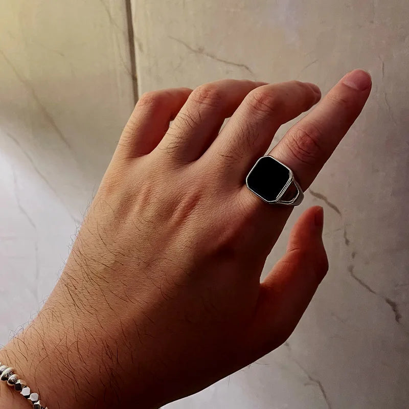 Classic Retro Black Ring - Vintage Dark Statement Jewelry