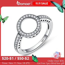 Genuine 925 Sterling Silver CZ Circle Ring - Minimalist Fine Jewelry