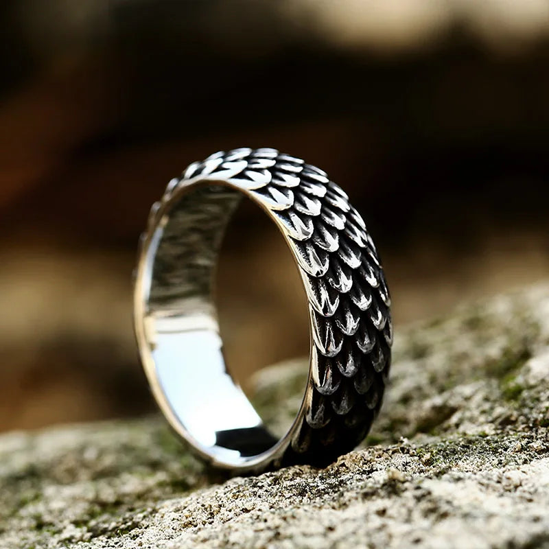 Black Dragon 316L Stainless Steel Ring - Mythical Creature Jewelry