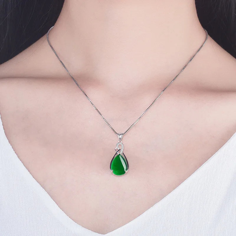 S925 Sterling Silver Turquoise Pendant Necklace - Bohemian Gemstone Jewelry