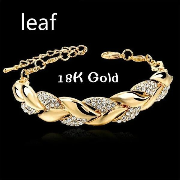 Luxury Love Braided Leaf Bracelet - Cubic Zirconia Fashion Jewelry