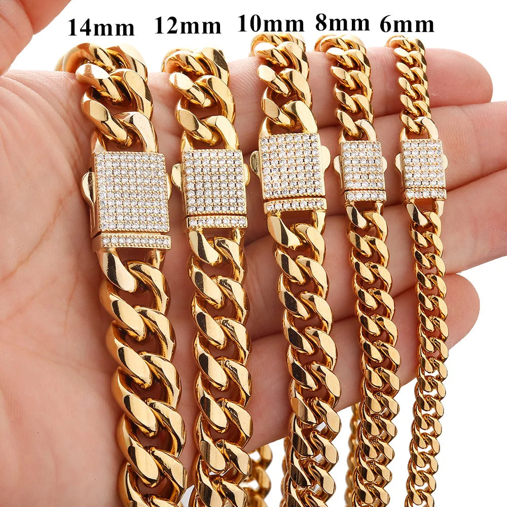316L Stainless Steel 6mm Crystal Bangle Bracelet - Geometric Link Chain