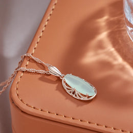 Mist Green Zircon Pendant Necklace - Rose Gold Glamour