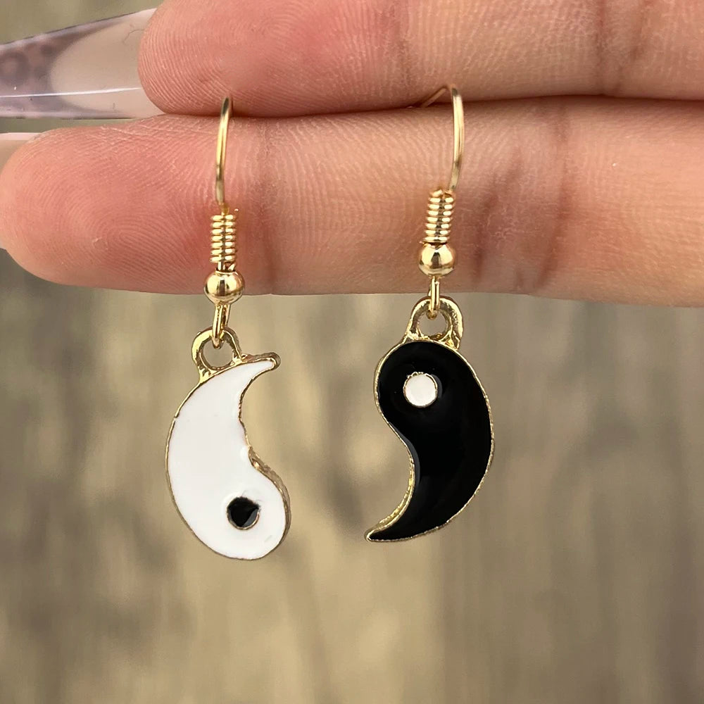 Drip Oil Yin and Yang Drop Earrings - Symbolic Statement Jewelry
