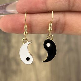 Drip Oil Yin and Yang Drop Earrings - Symbolic Statement Jewelry