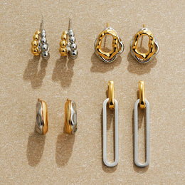 Gold Silver Geometric Hoop Earrings - Modern Statement Jewelry