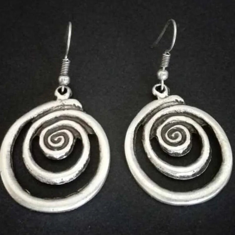 Ethnic Metal Round Earrings - Vintage Statement Jewelry