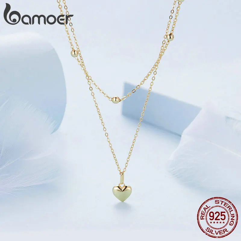 Genuine 925 Sterling Silver Double Layer Necklace - Minimalist Fine Jewelry