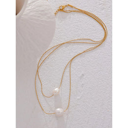 Natural Pearl Beads Necklace - Chic Gold-Plated Statement Jewelry