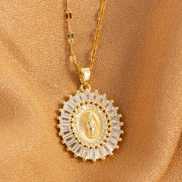 Round Shape Cubic Zirconia Pendant Necklace - Classic Solitaire Jewelry