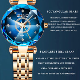 Premium Fashion Crystal Quartz Watch - Water Resistant Timepiece
