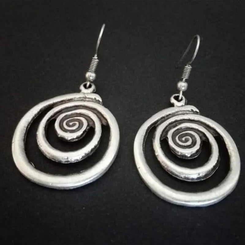 Ethnic Metal Round Earrings - Vintage Statement Jewelry