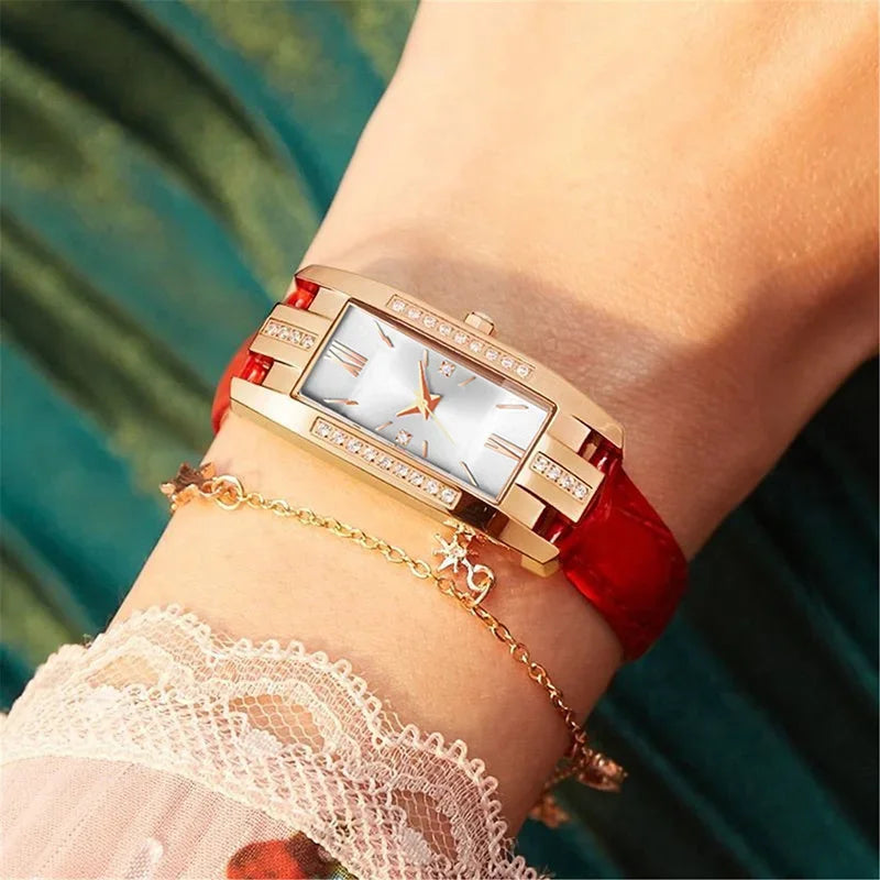 Luxury Square Quartz Wrist Watch - Elegant Arabic Numeral Display