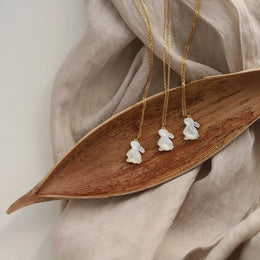 White Rabbit Gold Plated Necklace - Whimsical Animal Charm Jewelry