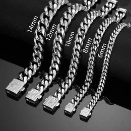 316L Stainless Steel 6mm Crystal Bangle Bracelet - Geometric Link Chain