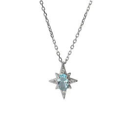 925 Sterling Silver Simple Opal Star Necklace - Celestial Gemstone Jewelry