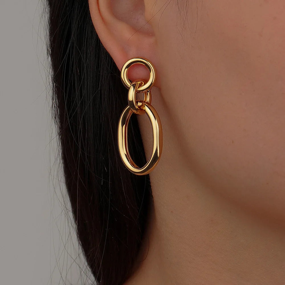 Stainless Steel Chain Earrings - Classic Drop Statement Jewelry