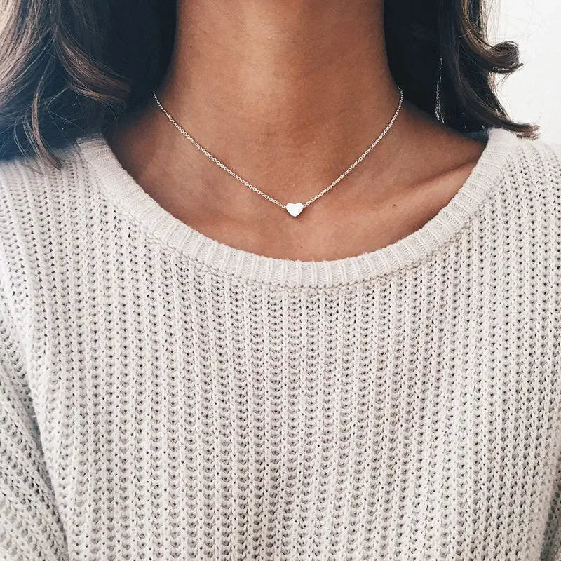 Silver Plated Peach Heart Pendant Necklace - Romantic Love Jewelry