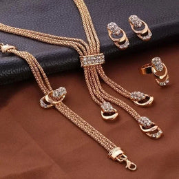 Luxury 4-Piece Classic Jewelry Set - Necklace, Earrings, Ring & Bracelet