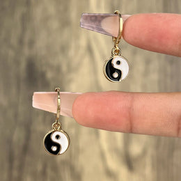 Drip Oil Yin and Yang Drop Earrings - Symbolic Statement Jewelry