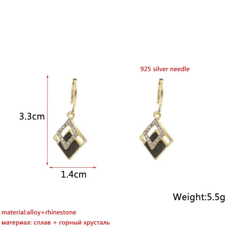 Black Rhombus Pendants Earrings - Bohemian Geometric Drop Jewelry