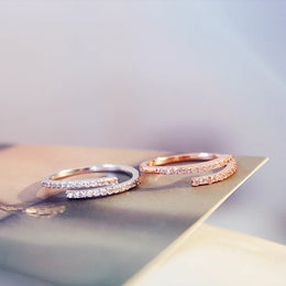 Minimalist Thin Rings with Brilliant Cubic Zircon - Delicate Stackable Bands